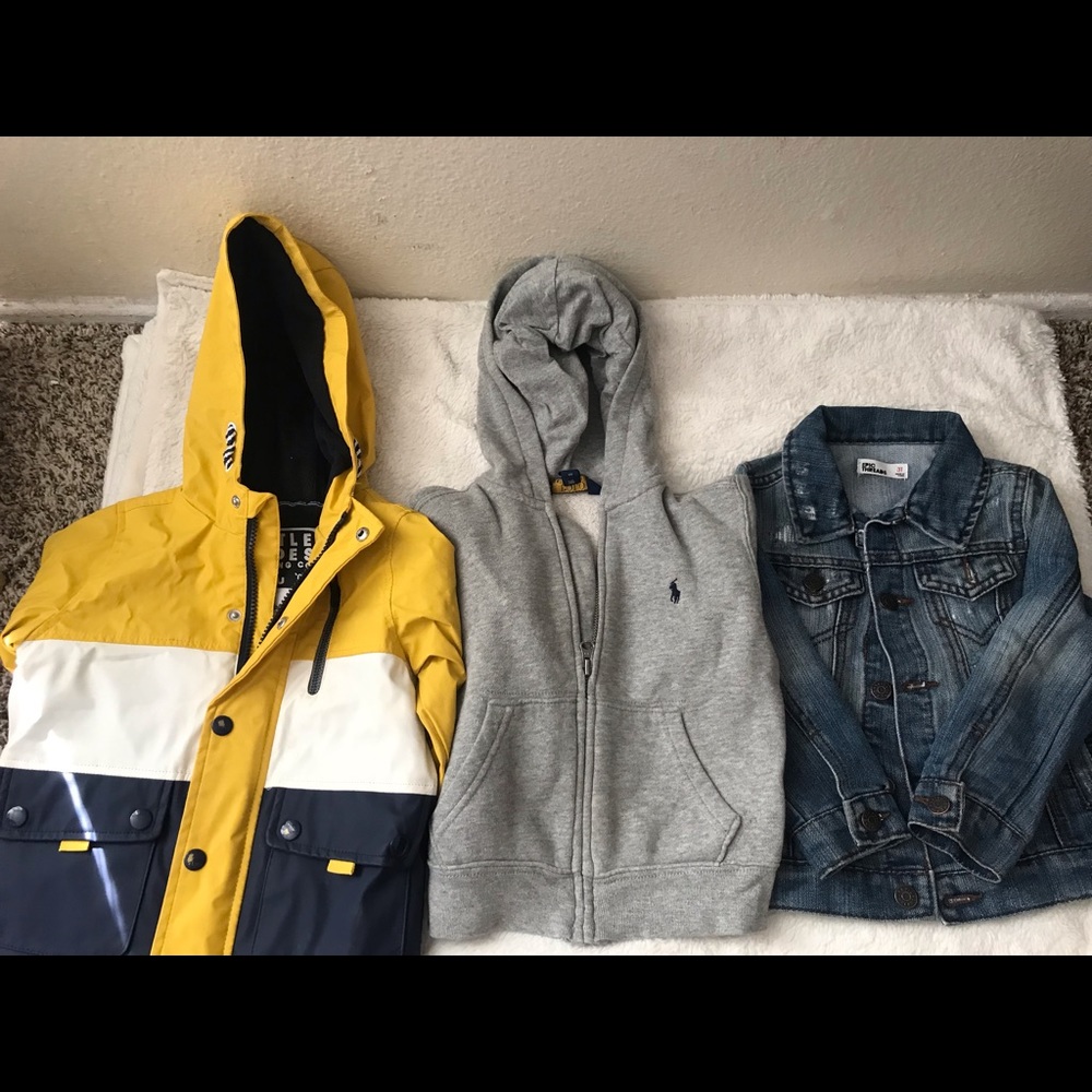 Boys rain, winter and jeans jackets.